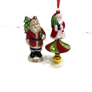 Vintage 1900s Father Christmas Ornament Santa Claus Hand Blown Glass